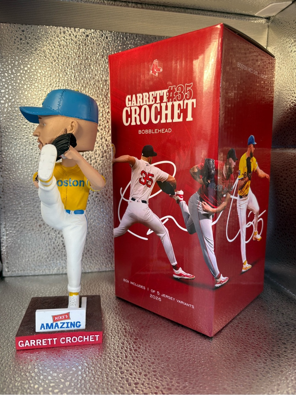 Garrett Crochet Boston Red Sox Bobblehead yellow jersey 5-7-26 SGA new